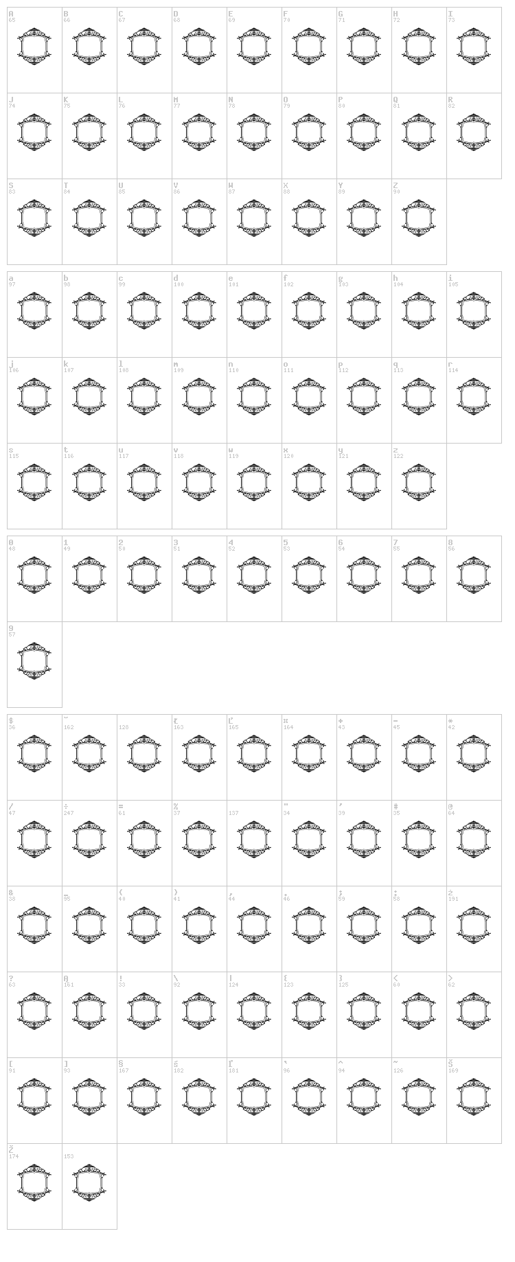Vintage Panels 08 font map